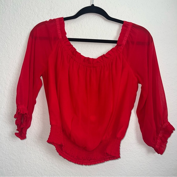 bebe red pheasant boho Blouse - Picture 1 of 4